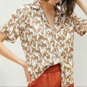 Anthropologie Zebra Print Button Up